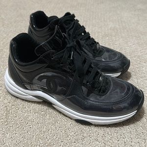 Chanel black PVC sneakers